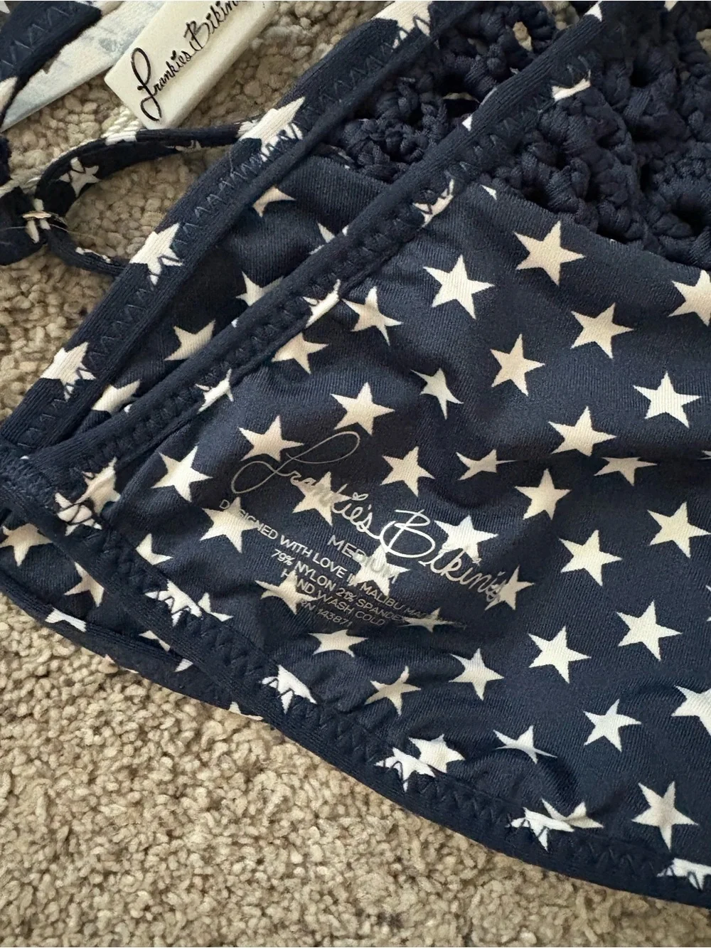 Frankie's Bikinis Navy & White Star-Print Triangle Bikini
